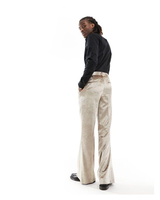 ASOS White Vintage Flare Embossed Velvet Suit Pants for men