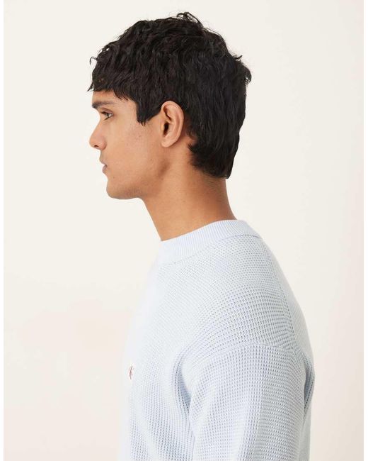 Calvin Klein White Waffle Relaxed Fit Jumper for men