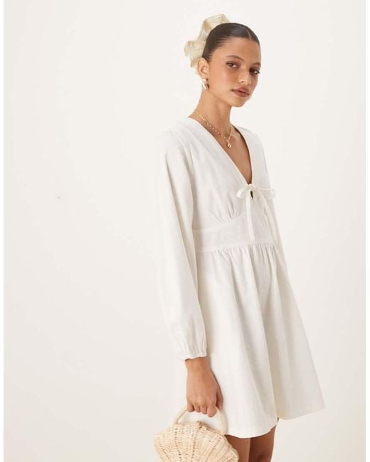 Nobody's Child Natural Astra Long Sleeve Mini Dress
