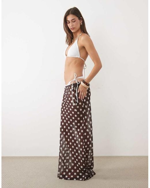 Miss Selfridge White Beach Chiffon Bias Cut Maxi Skirt