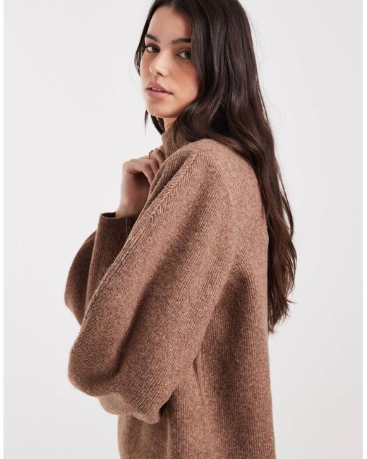 ASOS Brown Shoulder Pad Extreme Sleeve Mini Dress