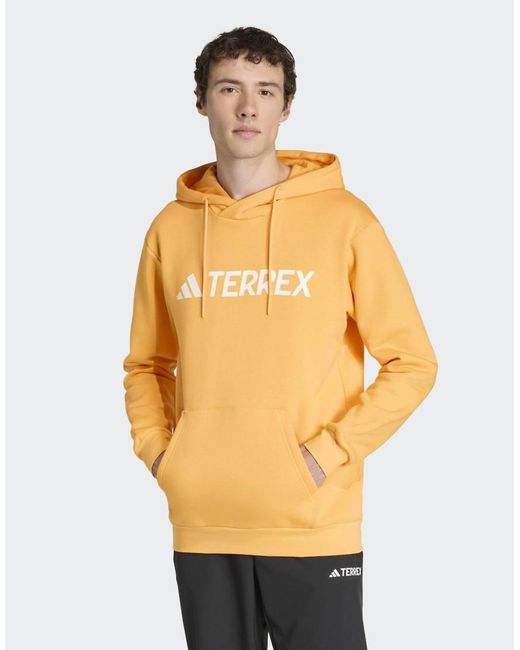 Adidas Originals Yellow Terrex Multi Large Logo Hoodie for men