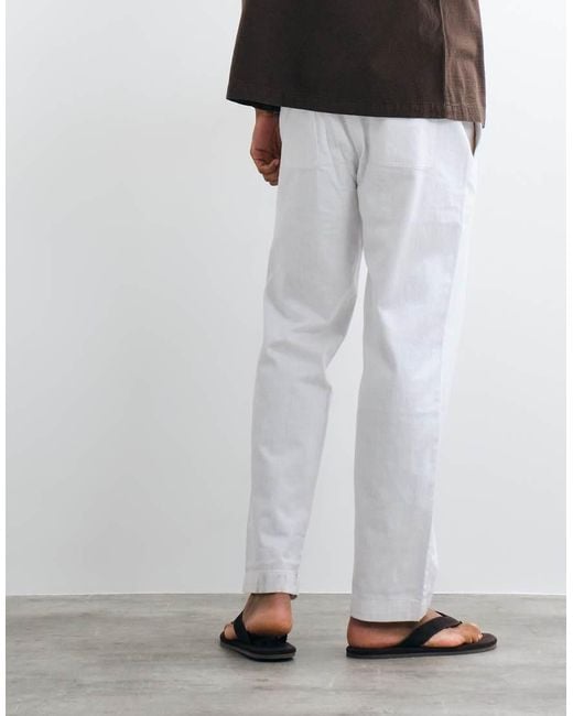 Mango White Straight Trouser for men