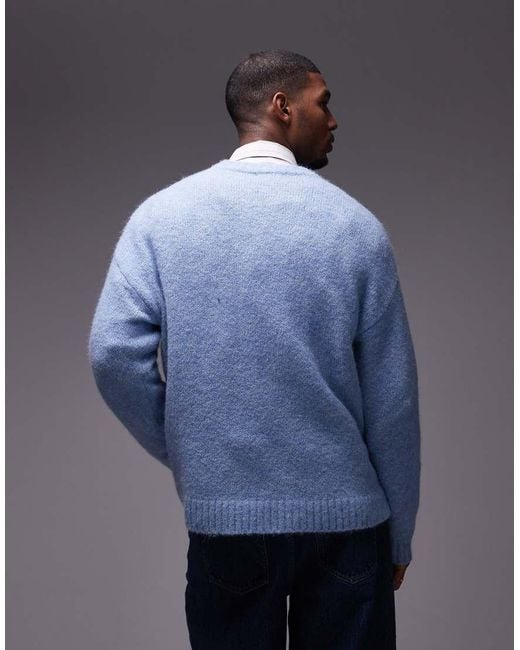 Topman Blue Relaxed Fit Jumper for men