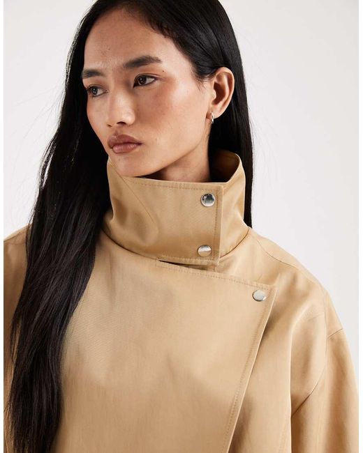 ASOS Natural Funnel Neck Drop Waist Jacket