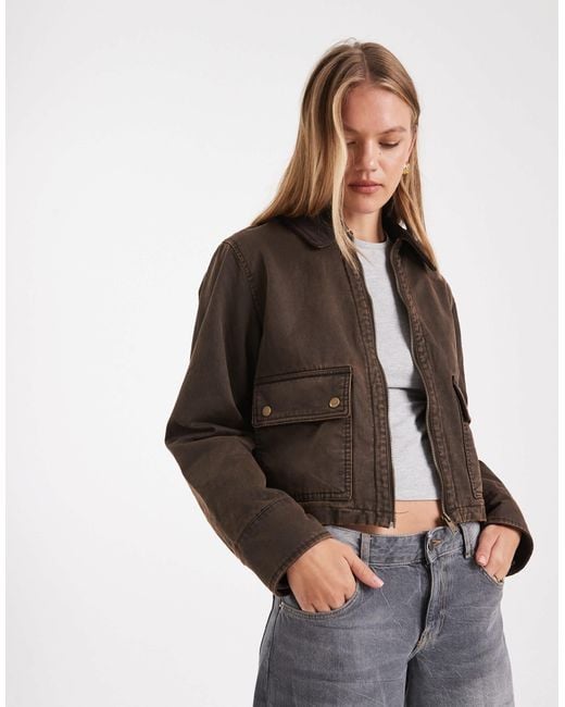 New Look Gray Waxed Barn Jacket
