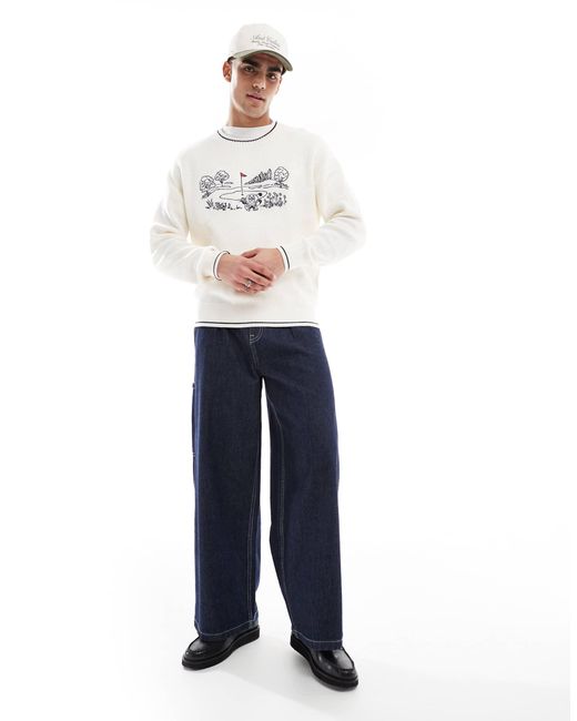 Hollister – kastiger strickpullover in White für Herren