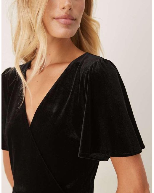 Maya Black Velvet Faux Wrap Maxi Dress