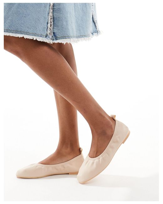 Truffle Collection White Ruched Ballet Flats