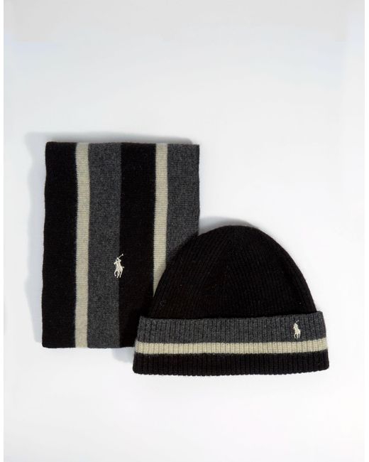 Coffret cadeau bonnet et écharpe Polo Ralph Lauren pour homme en coloris Black
