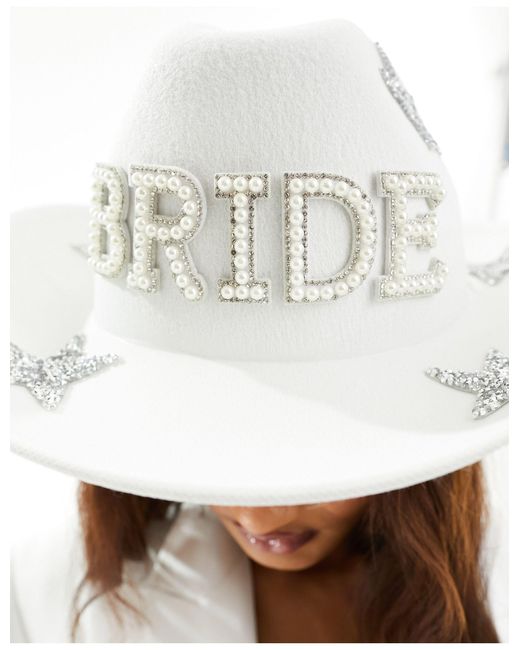 South Beach White Bride Embellished Cowboy Hat