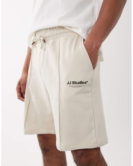 Jack & Jones White Sweat Short With Logo for men