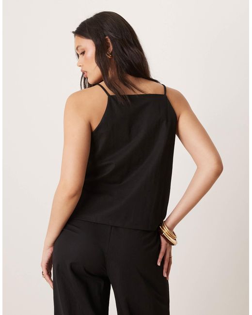 Mango Black – camisole-oberteil aus leinen-mix