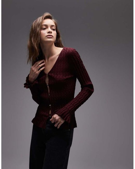 & Other Stories Blue Honeycomb Rib Knitted Cardigan