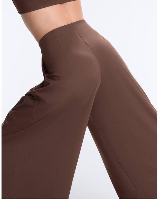 Oysho Brown Light Touch Wide-leg Trousers
