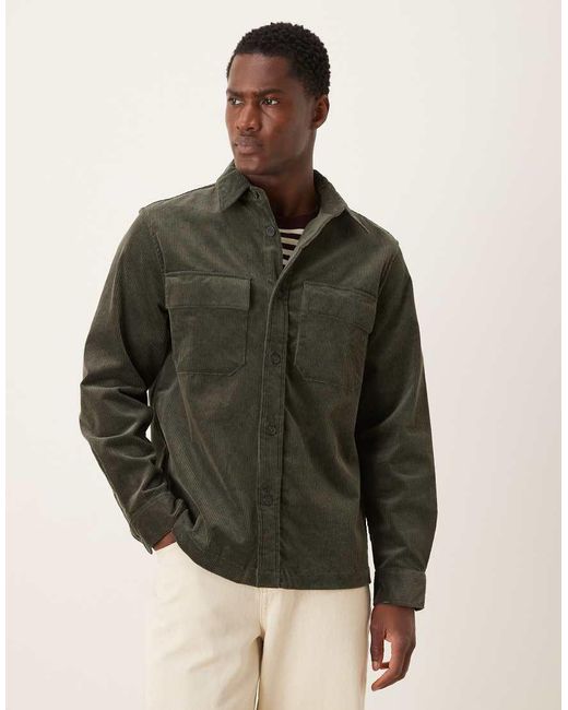 Mango Green Cotton Mix Cord Heavy Weight Shirt for men