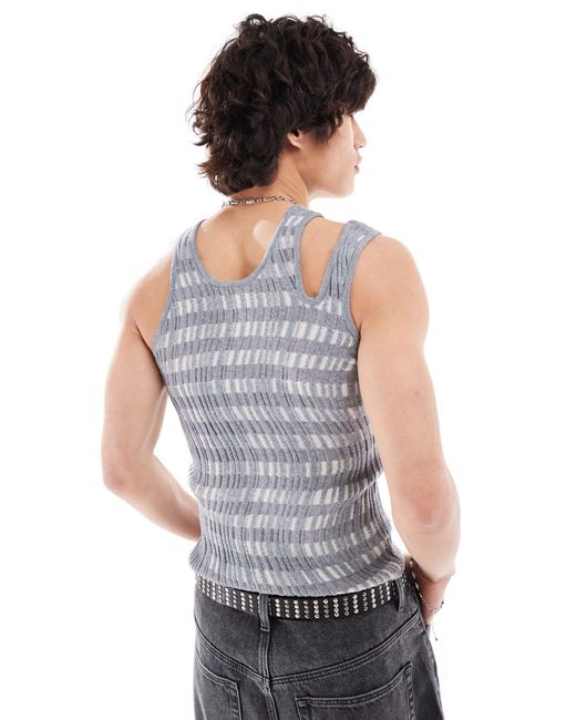Collusion Gray Wavy Knitted Vest for men