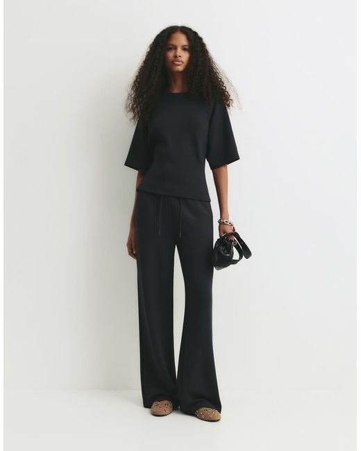 Pull&Bear Black Short Sleeve Sweatshirt