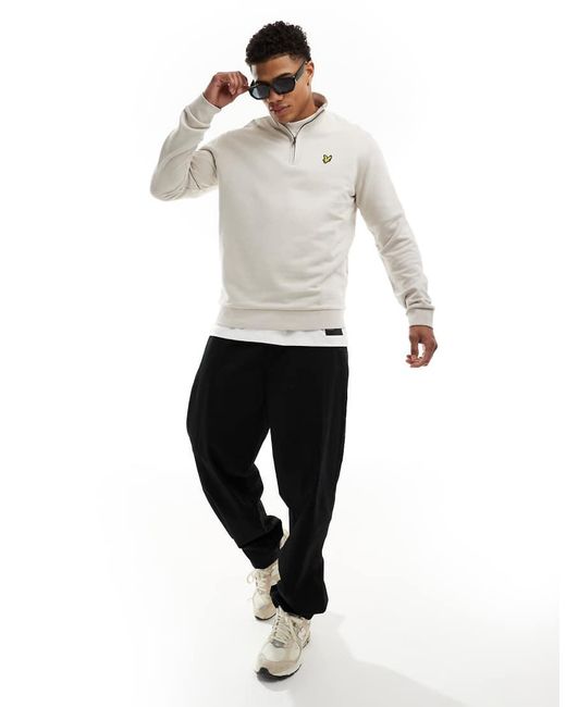 Lyle & Scott White Icon Logo Loopback Quarter Zip Sweatshirt for men