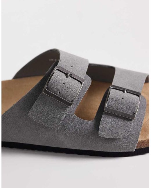 ASOS Gray Two Strap Sandals With Cork Sole for men