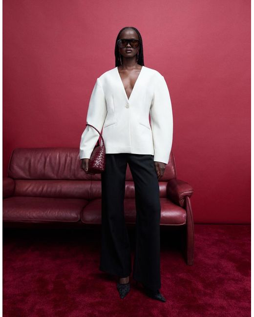 ONLY White Cocoon Sleeves Blazer