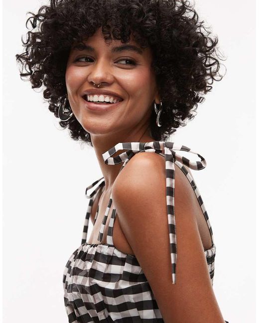 TOPSHOP White Taffeta Babydoll Top