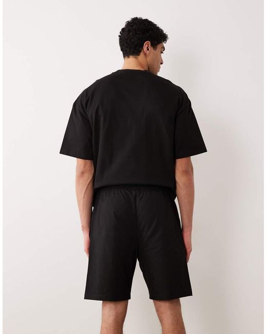 River Island Black Boxy Oversized T-shirt And Shorts Set for men