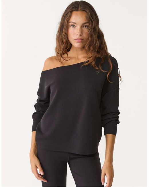 Stradivarius Black Off Shoulder Sweatshirt