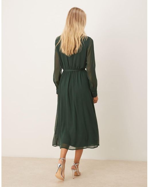 Vila Blue Longsleeve V-neck Midi Dress
