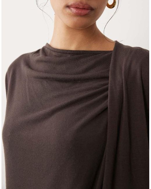 ASOS Brown Sleeveless With Wrap Neck Detail Top
