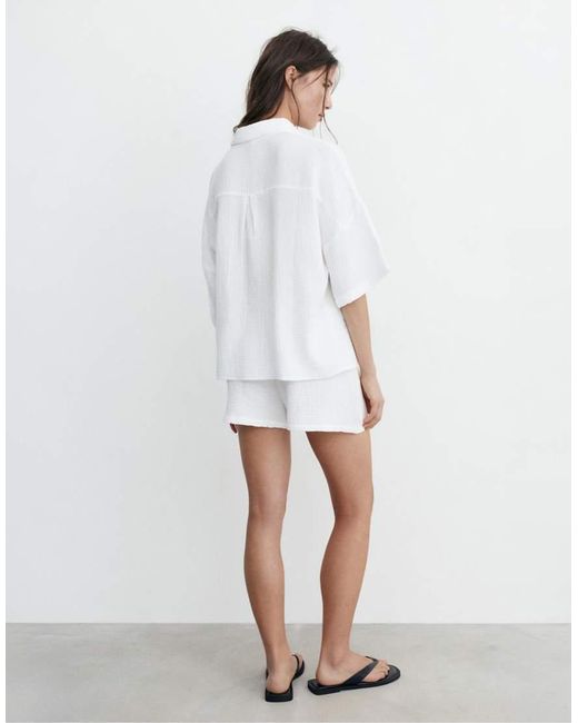 Pull&Bear White Short Sleeve Crepe Shirt