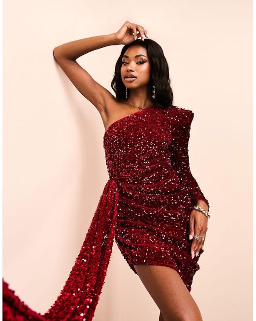 ASOS Pink One Shoulder Asymmetric Draped Mini Dress