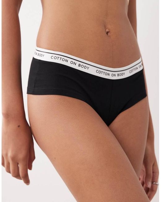 Cotton On Black Branded Cotton Cheeky Boyshorts