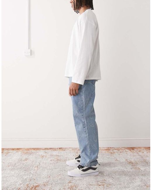 Vans Blue Check-5 Blaze All Over Print Loose Fit Denim Jeans for men