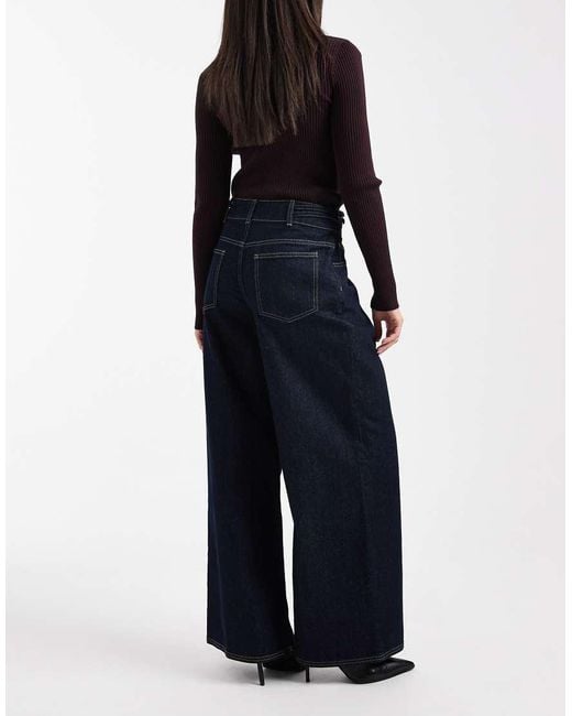 ASOS Blue Double Cinch Side Wide Leg Jean