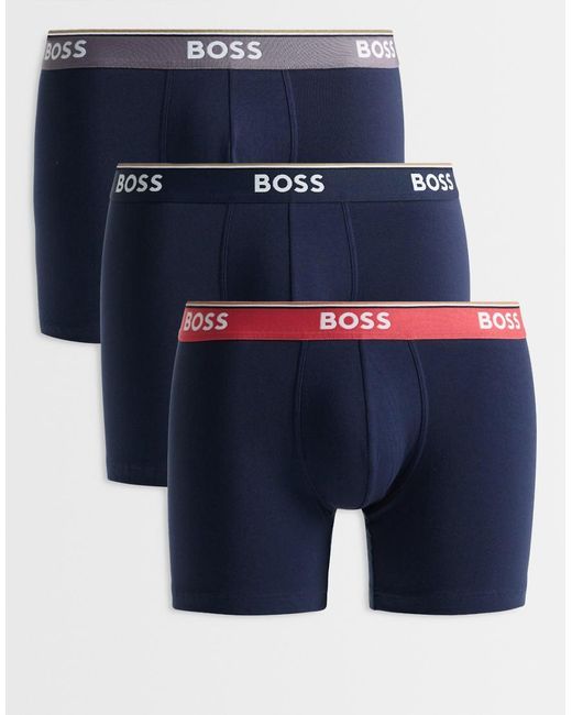 Boss Blue Power 3 Pack Contrast Waistband Boxer Briefs for men