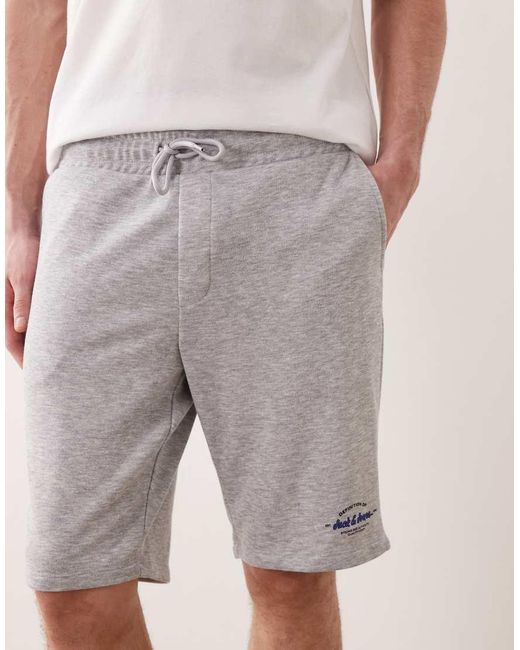 Jack & Jones White Logo T-shirt And Jersey Shorts Set for men