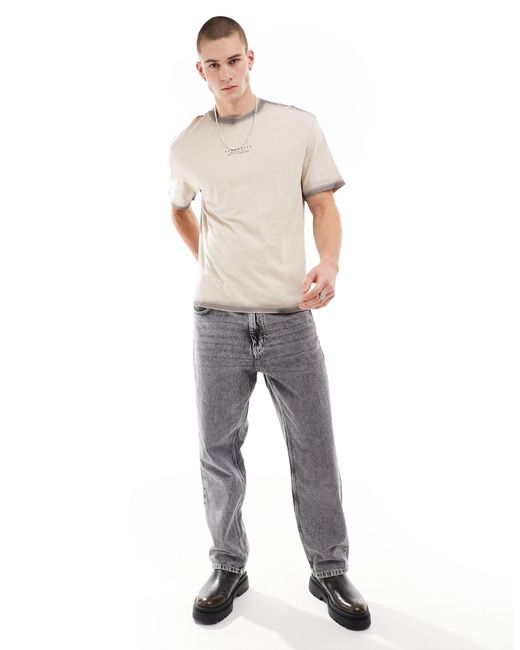 T-shirt style workwear - délavé Bershka pour homme en coloris Gray