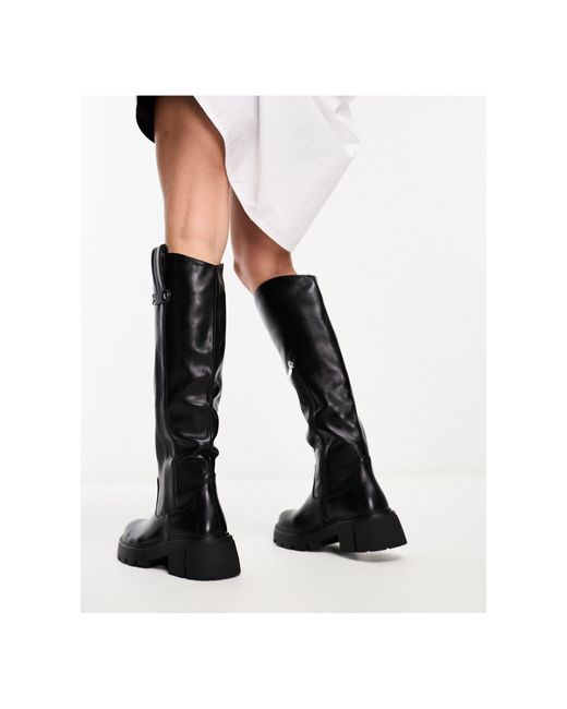 SIMMI Black Simmi London Wide Fit Lang Knee High Riding Boots