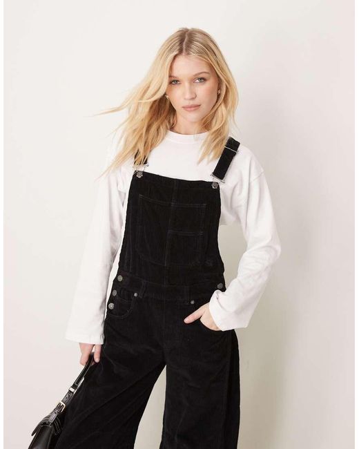 Free People Black Relaxed Cord Dungarees