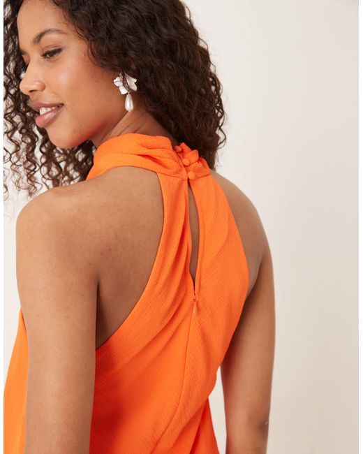 ASOS Orange Chiffon High Neck Double Layer Maxi Dress