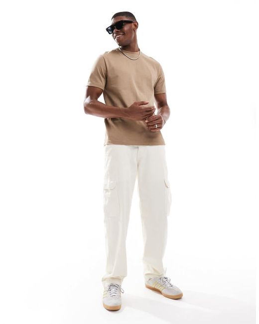 ASOS Natural Heavyweight T-shirt With Crew Neck for men
