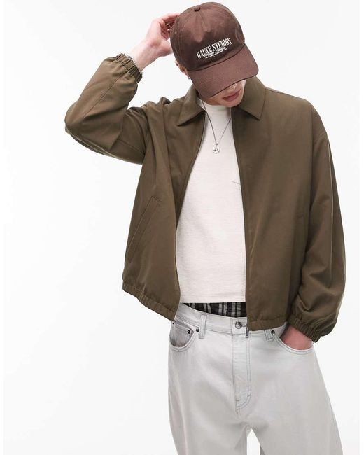 Topman Green Harrington Jacket for men