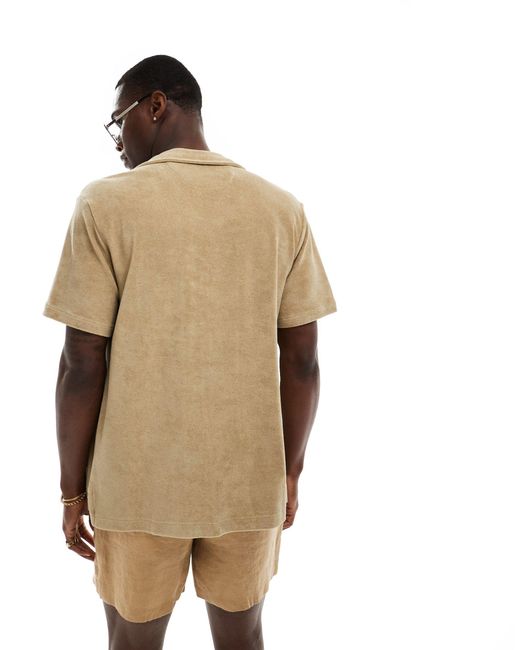 Chemise en coton éponge légère avec poche à logo emblématique avec col à revers - beige Polo Ralph Lauren pour homme en coloris Natural