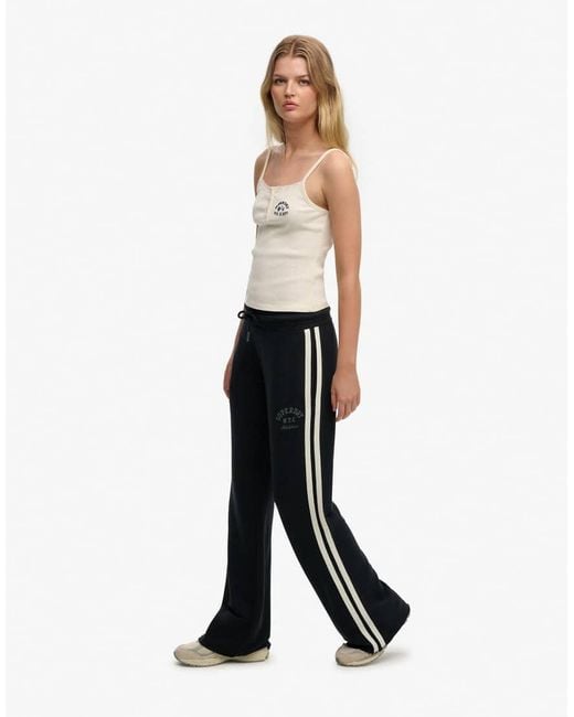 Superdry White Athletic Essentials Stripe Flare Joggers