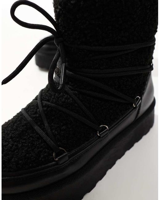 South Beach Black Borg Lace Up Platform Mini Boot