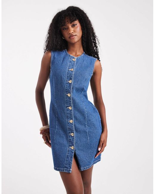 New Look Blue – tailliertes mini-jeanskleid
