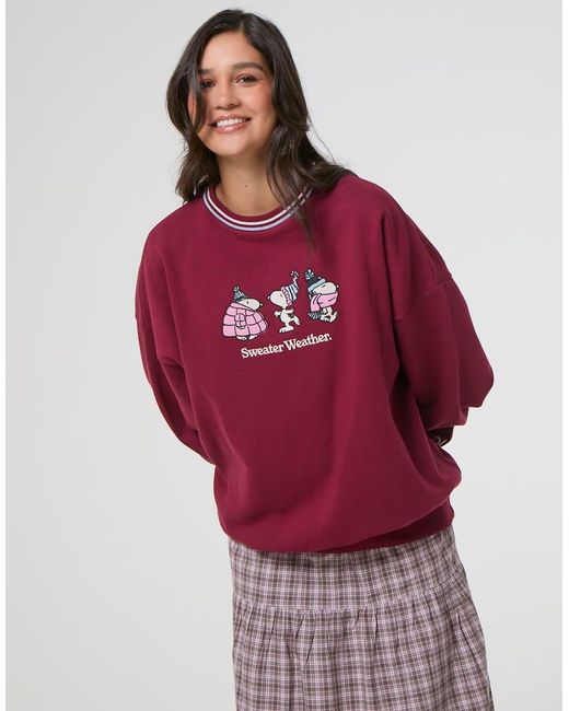 Skinnydip London Red Peanuts X Sweater Weather Sweatshirt