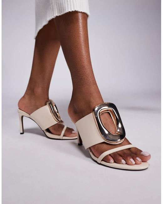 ASOS Gray Nought Ring Detail High Heeled Sandals