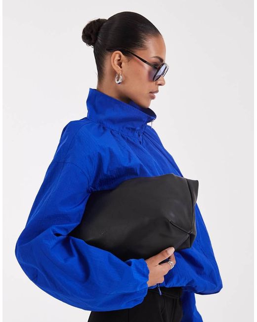 ASOS Blue Oversized Bubble Hem Track Jacket
